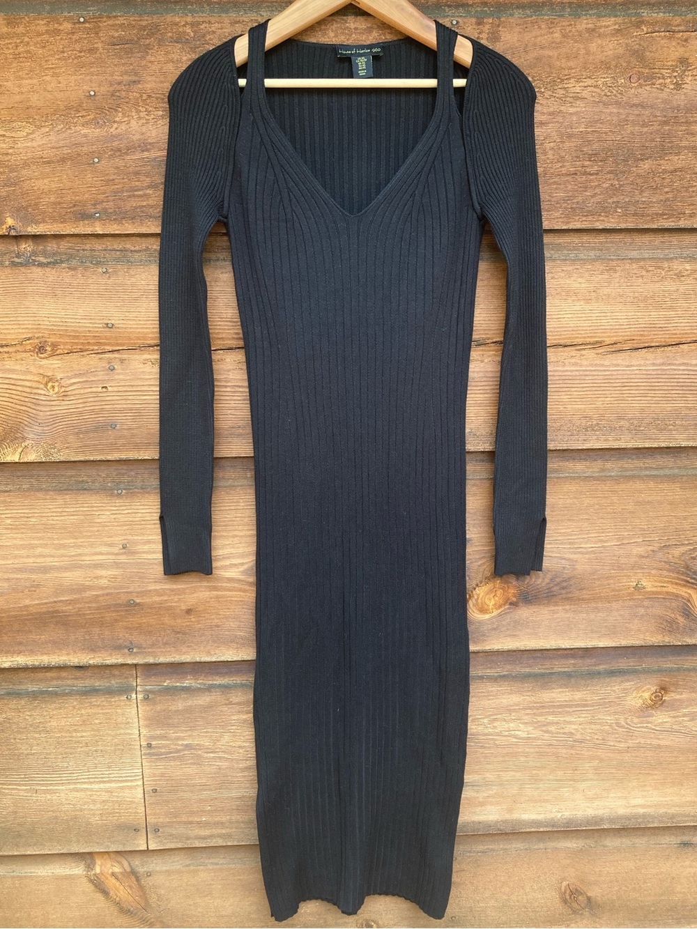 HOH 1960 Ribbed V‑Neck Midi Dress